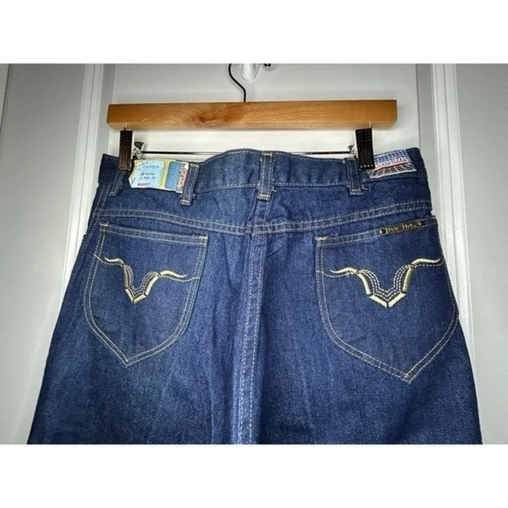 True Vintage 70's Embroidered Dark Wash Denim Jeans Sz Mens 34x28 Brand‎ New